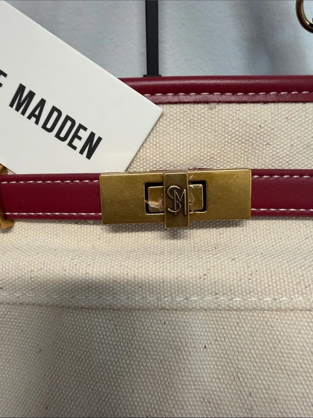 Steve Madden | Wine Canvas Boatkin Vacation Tote w/ Separate Purse & Crossbody